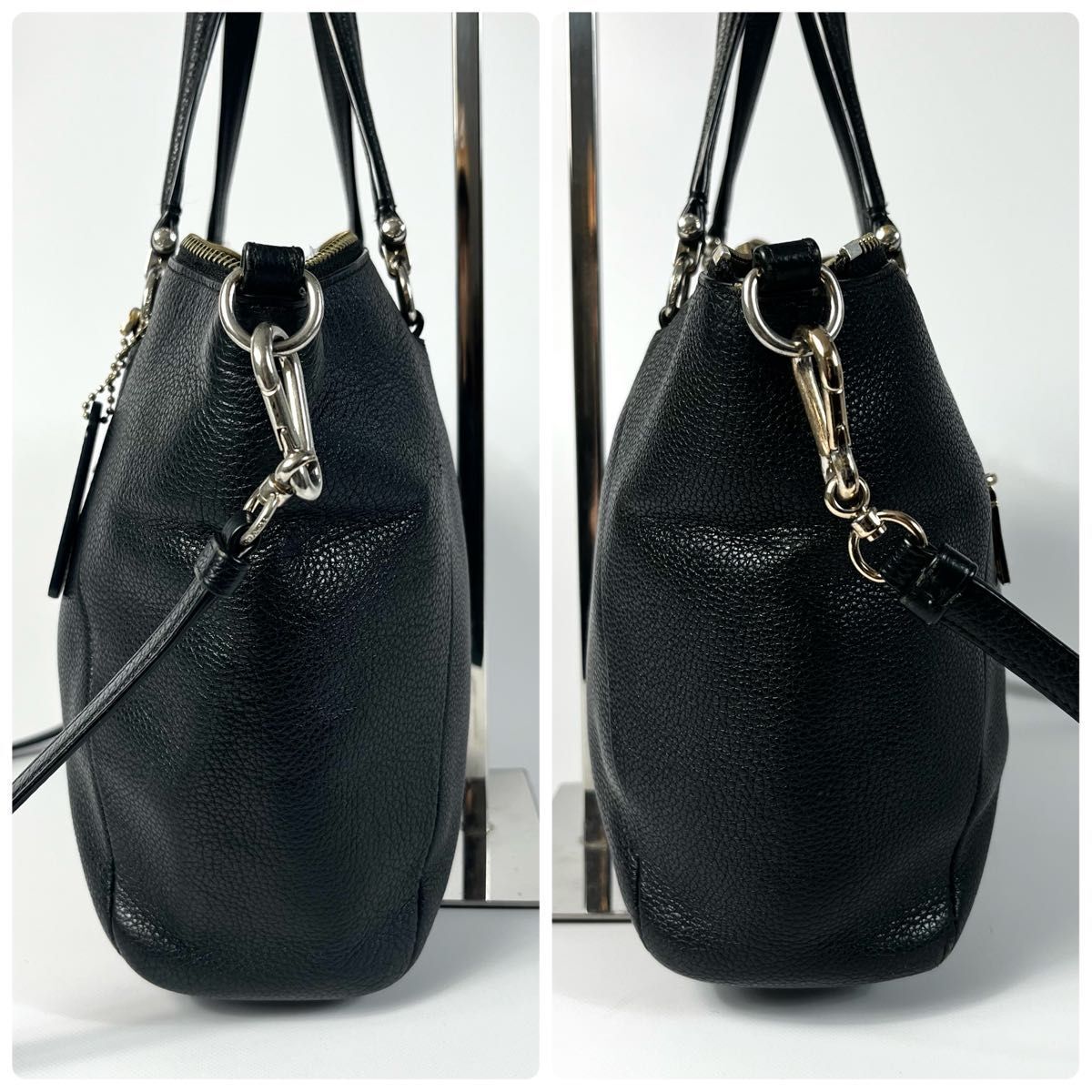 ☆超美品☆送料無料☆COACHコーチレザー2WAYハンドバッグ☆ブラック☆ 美品】COACH コーチ 2way レザー ブラック ハンドバッグ ショルダーの