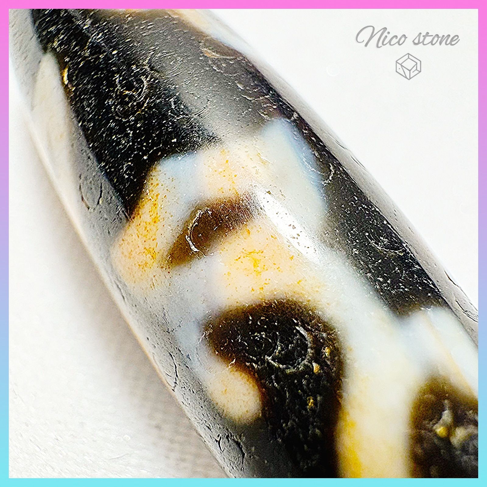 最高級至純馬蹄痕天珠】水蓮花天珠 満点赤朱砂 希少・一点物（約12