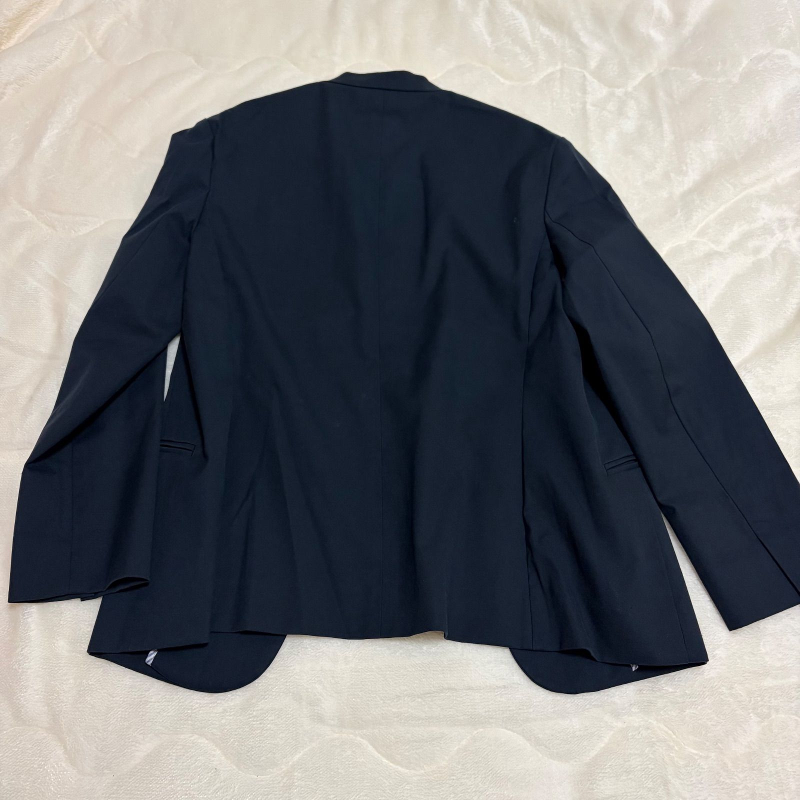 オンワード樫山 ノーカラージャケット ネイビー レディース Sサイズ