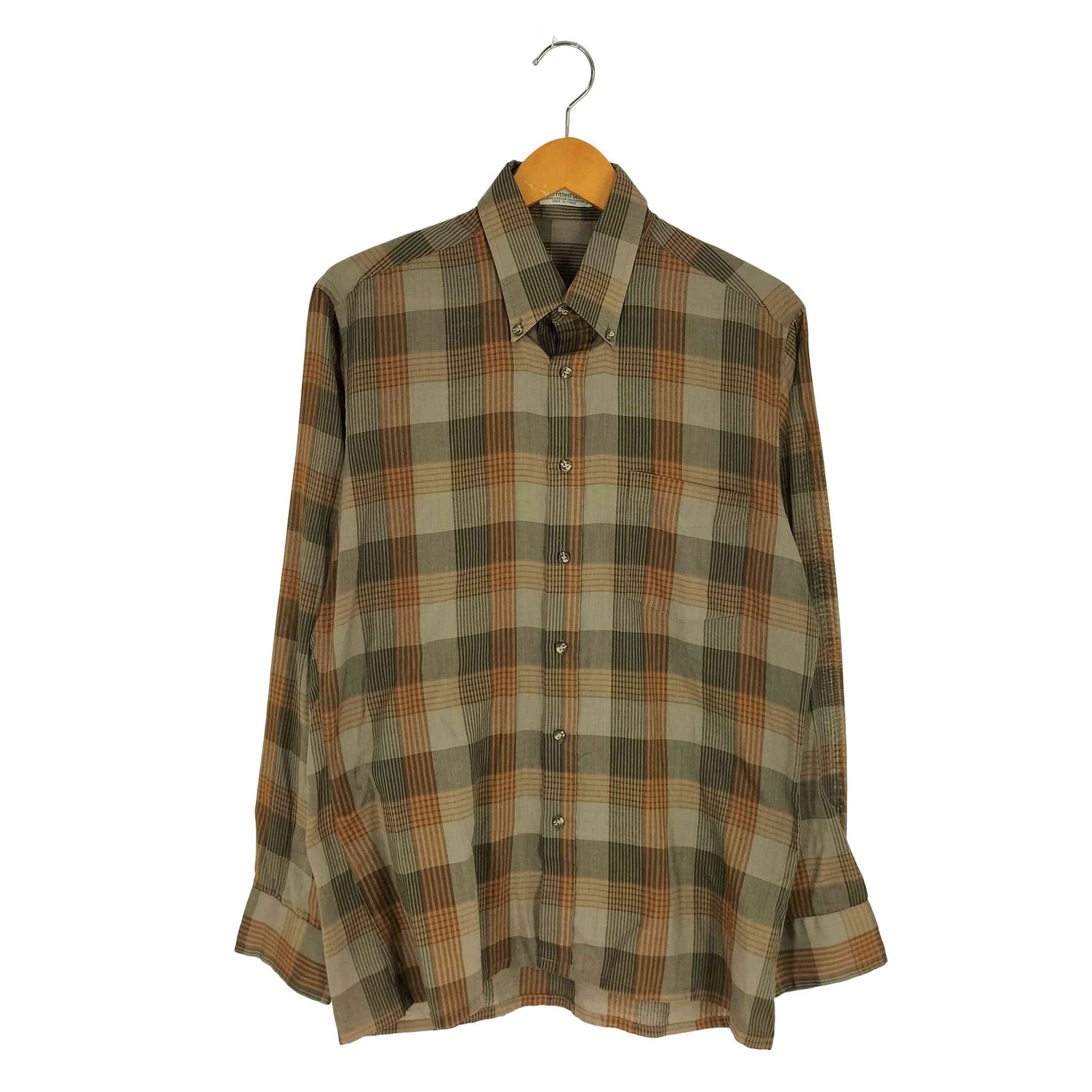 ユーズドフルギ USED古着 FITTED SHIRT ポリコットン チェック BD シャツ メンズ import：M 