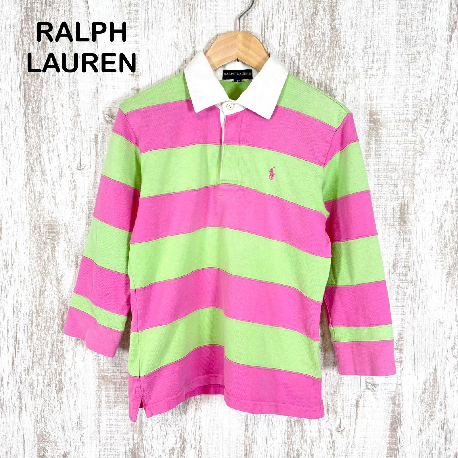 00s RALPH LAUREN ラルフローレン ポニーロゴ刺繍 ボーダー 7分袖 