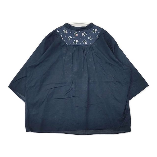 sosotto 花柄 ヨーク切替バンドカラー ブラウス シャツ ネイビー レディース ソソット【中古】6-0330M∞ sosotto 花柄 ヨーク切替バンドカラー ブラウス シャツ ネイビー