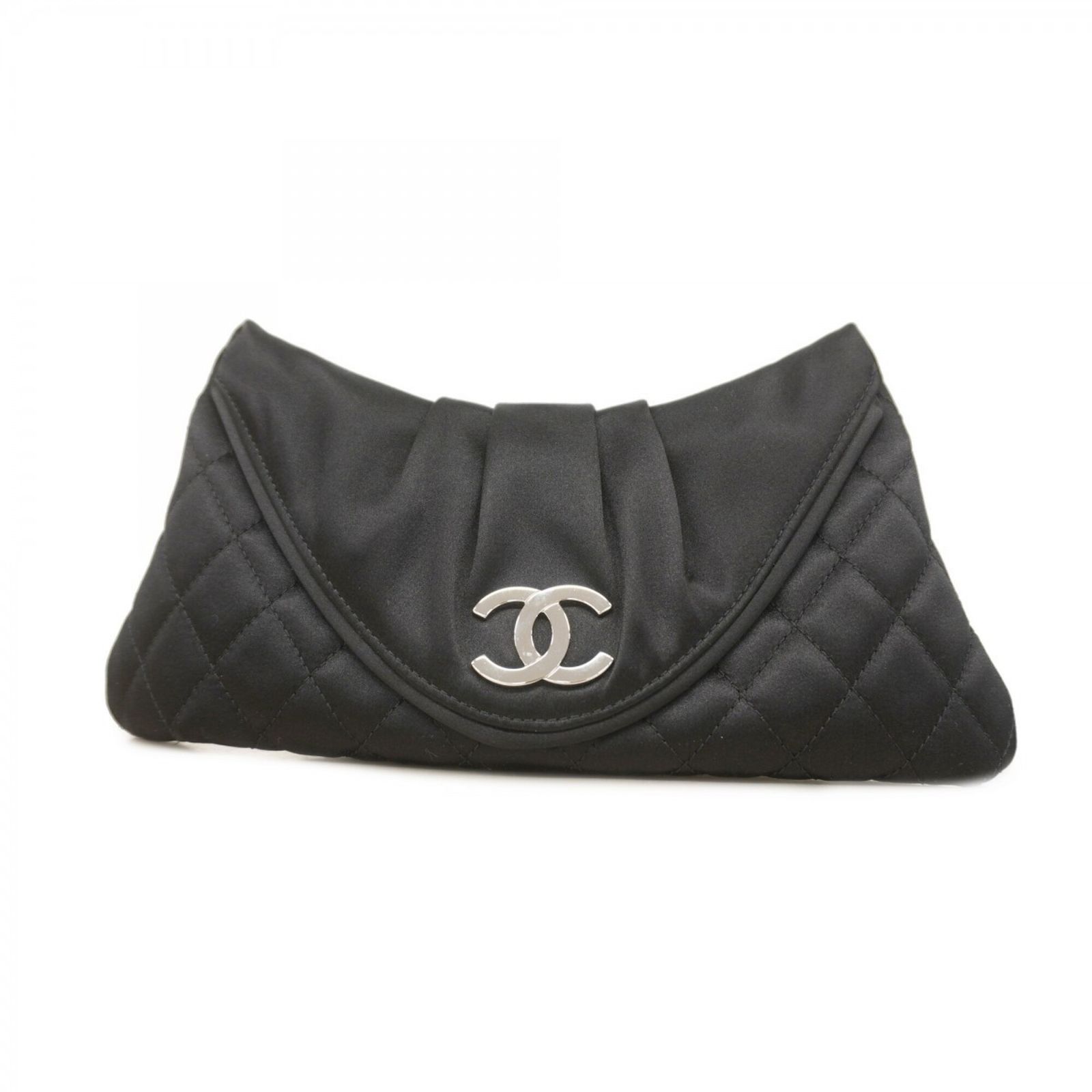 CHANEL マトラッセクラッチ　ブラックサテン シャネル(Chanel) シャネル クラッチバッグ マトラッセ サテン