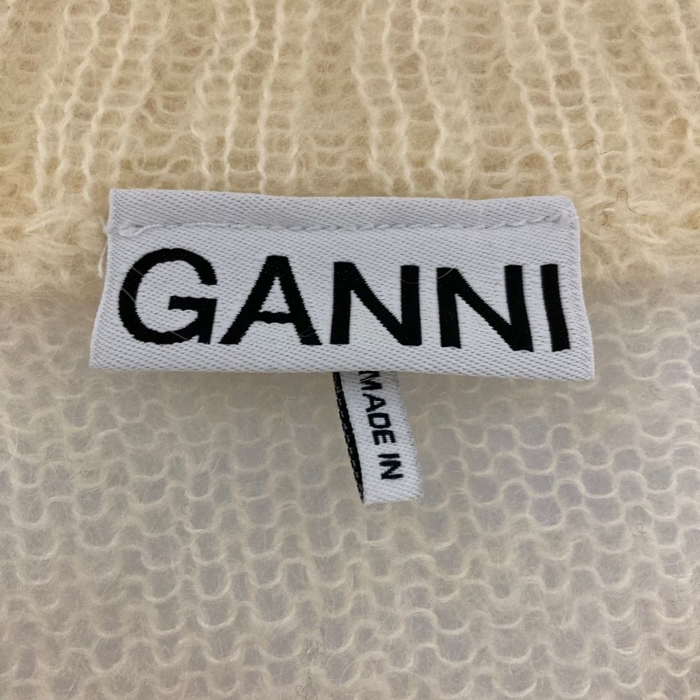 新品同様 GANNI ガニー ロゴ刺繡 モヘヤニット プルオーバー セーター サイズXS アイボリー レディース 古着 中古 USED 新品同様 GANNI ガニー ロゴ刺繡 モヘヤニット プルオーバー セーター