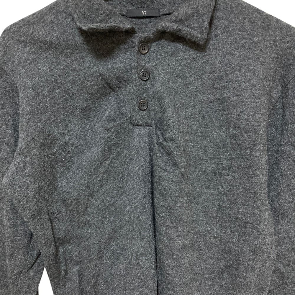 美品 Y's ワイズ ヨウジヤマモト ウールニット ポロシャツカットソー YE-T64-133 グレー レディース 古着 中古 USED 美品 Y's ワイズ ヨウジヤマモト ウールニット ポロシャツカットソー