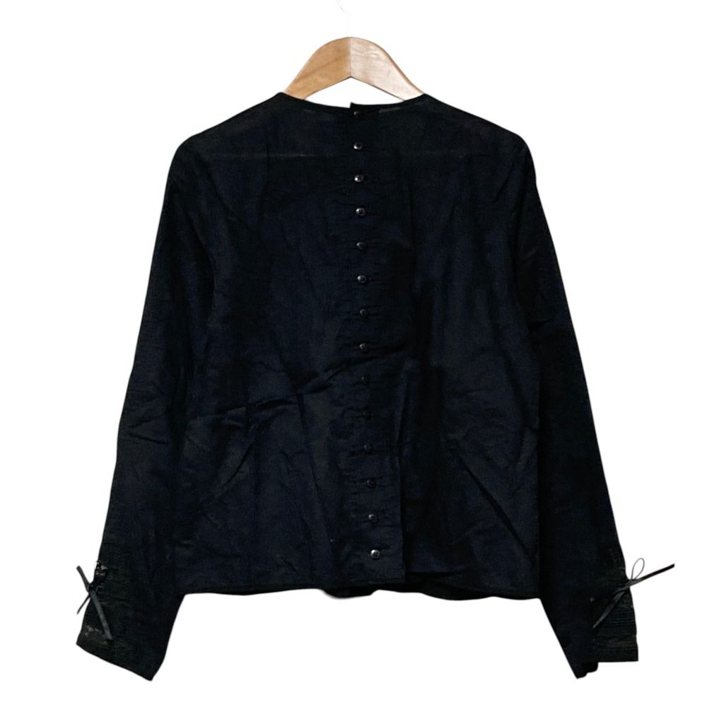 美品 PINK HOUSE ピンクハウス リボン レース ロングスリーブ シャツ ブラウス ブラック レディース 古着 中古 USED PINK HOUSE - 美品 PINK HOUSE ピンクハウス リボン レース ロング