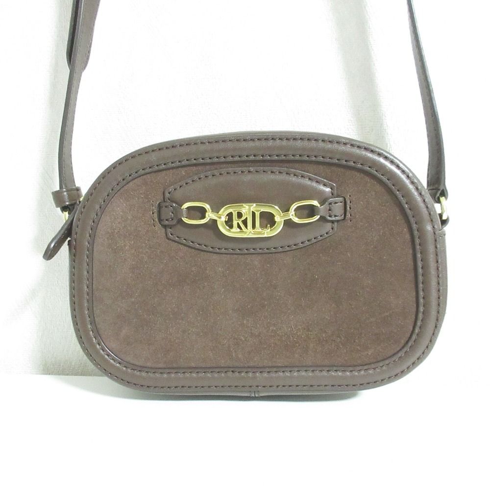 新品同様 LAUREN RALPH LAUREN ローレンラルフローレン ロゴチェーン金具 スエード ショルダーバッグ ブラウン レディース 古着 中古 USED 新品同様 LAUREN RALPH LAUREN ローレンラルフローレン ロゴチェーン