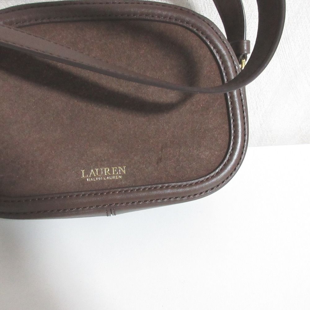 新品同様 LAUREN RALPH LAUREN ローレンラルフローレン ロゴチェーン金具 スエード ショルダーバッグ ブラウン レディース 古着 中古 USED 新品同様 LAUREN RALPH LAUREN ローレンラルフローレン ロゴチェーン