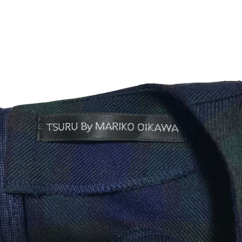美品 24AW TSURU By MARIKO OIKAWA ツルバイマリコオイカワ Eleonore ブラックウォッチ チェック ペプラムブラウス F ネイビー レディース 古着 中古 USED TSURU by Mariko Oikawa - 良品 24AW TSURU By MARIKO OIKAWA ツルバイ