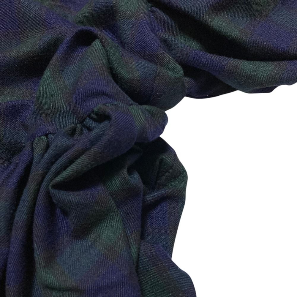 美品 24AW TSURU By MARIKO OIKAWA ツルバイマリコオイカワ Eleonore ブラックウォッチ チェック ペプラムブラウス F ネイビー レディース 古着 中古 USED TSURU by Mariko Oikawa - 美品 24AW TSURU by Mariko Oikawa ツルバイ