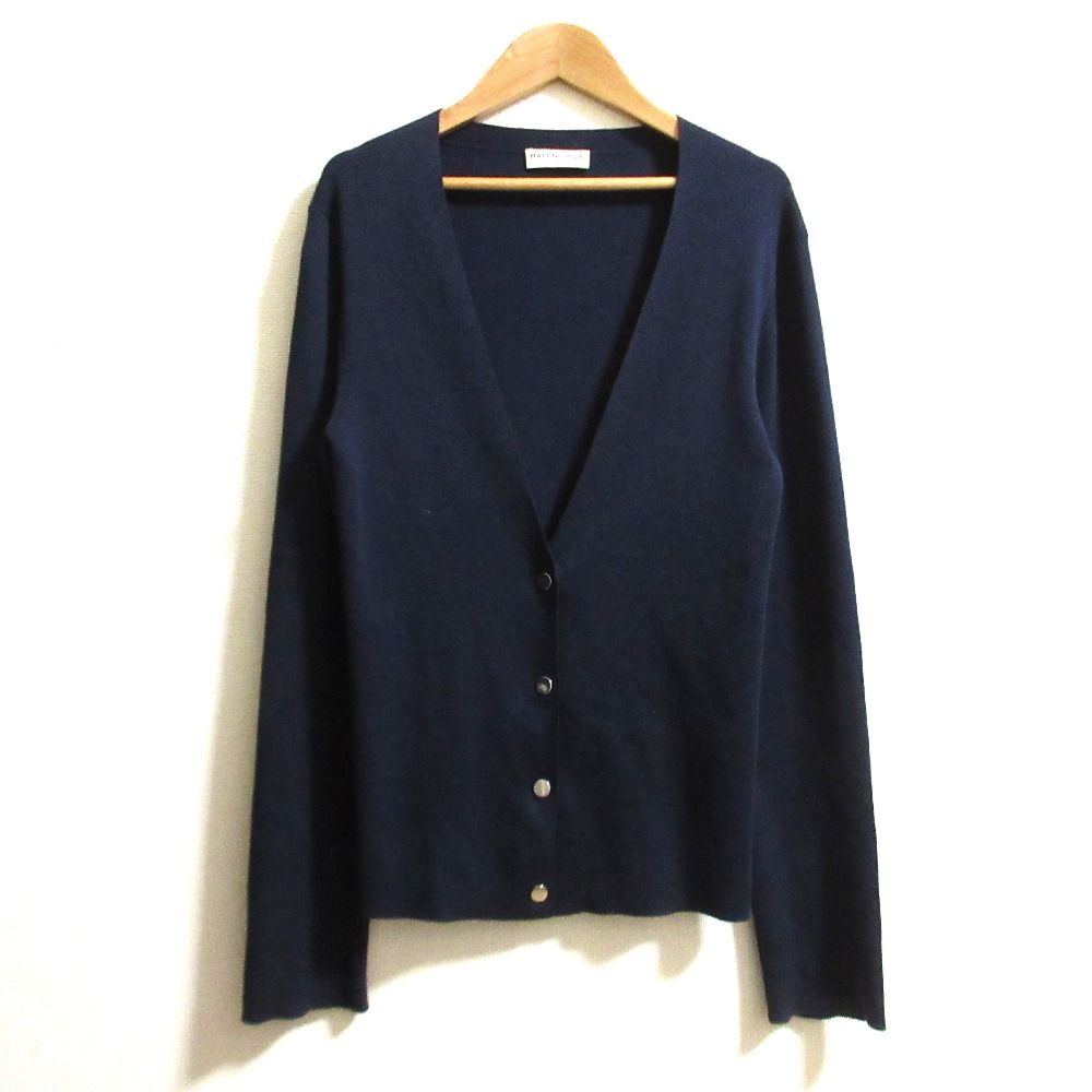 BALENCIAGA バレンシアガ シルクコットン Vネック ニットカーディガン サイズ36 ネイビー レディース 古着 中古 USED BALENCIAGA バレンシアガ シルクコットン Vネック ニットカーディガン