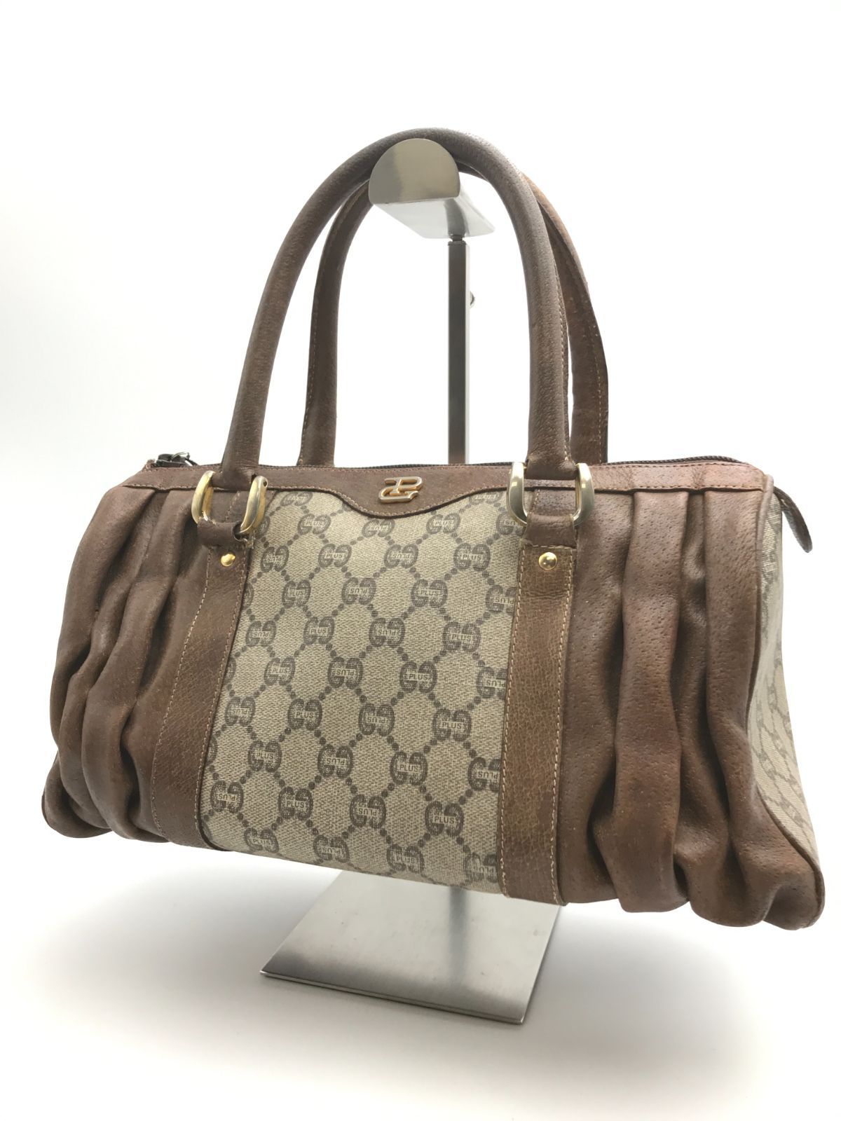 GUCCI オールドグッチ ミニボストンバッグ GGプラス PVC×レザー 4355