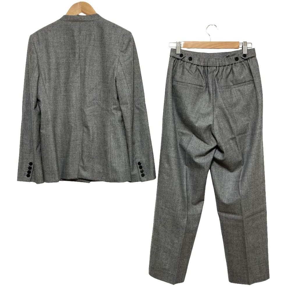 美品 23AW DES PRES デプレ フランネルウールストレッチ ノーカラージャケット セミワイドパンツ サイズ36・34 グレー レディース 古着 中古 USED DES PRES（デプレ） 美品 23AW DES PRES フランネルウールストレッチ