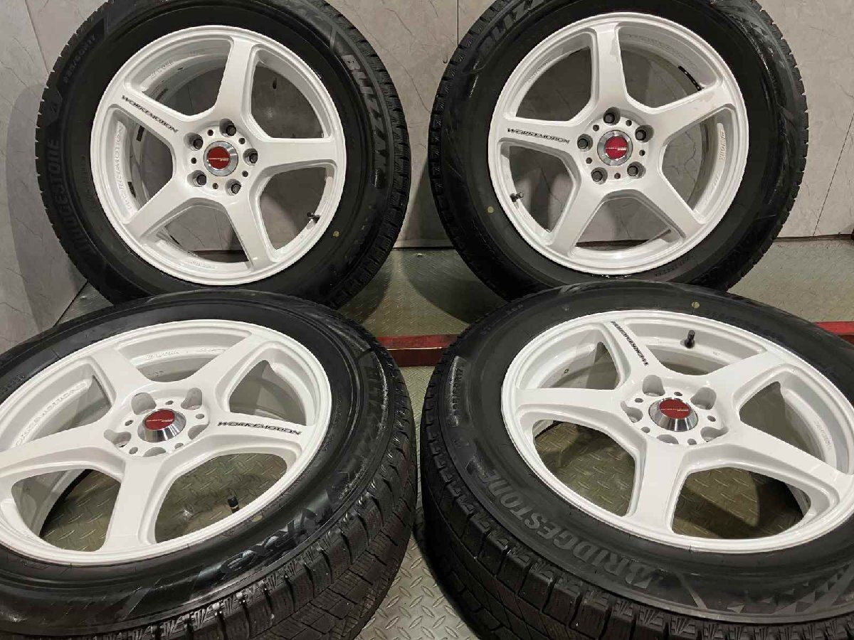 【BS BLIZZAK VRX3 225/60R17】スタッドレス【WORK エモーション T5R 17インチ 7J5HPCD100+48】ホワイト バリ溝 XV フォレスター等(MTN807) クレジットカード QRコード決済可能 BS BLIZZAK VRX3 225/60R17】スタッドレス【WORK エモーション T5R 17