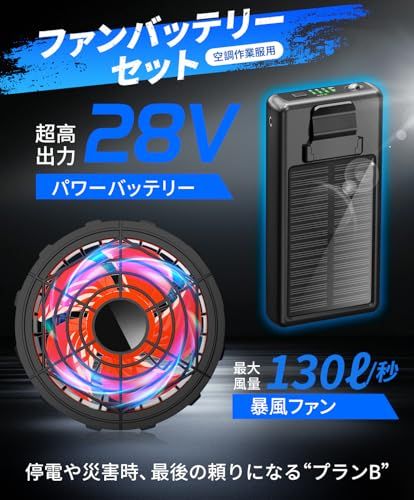 ポイント10倍】 セット28V超高出力 バッテリー ファン 30000mAh大容量