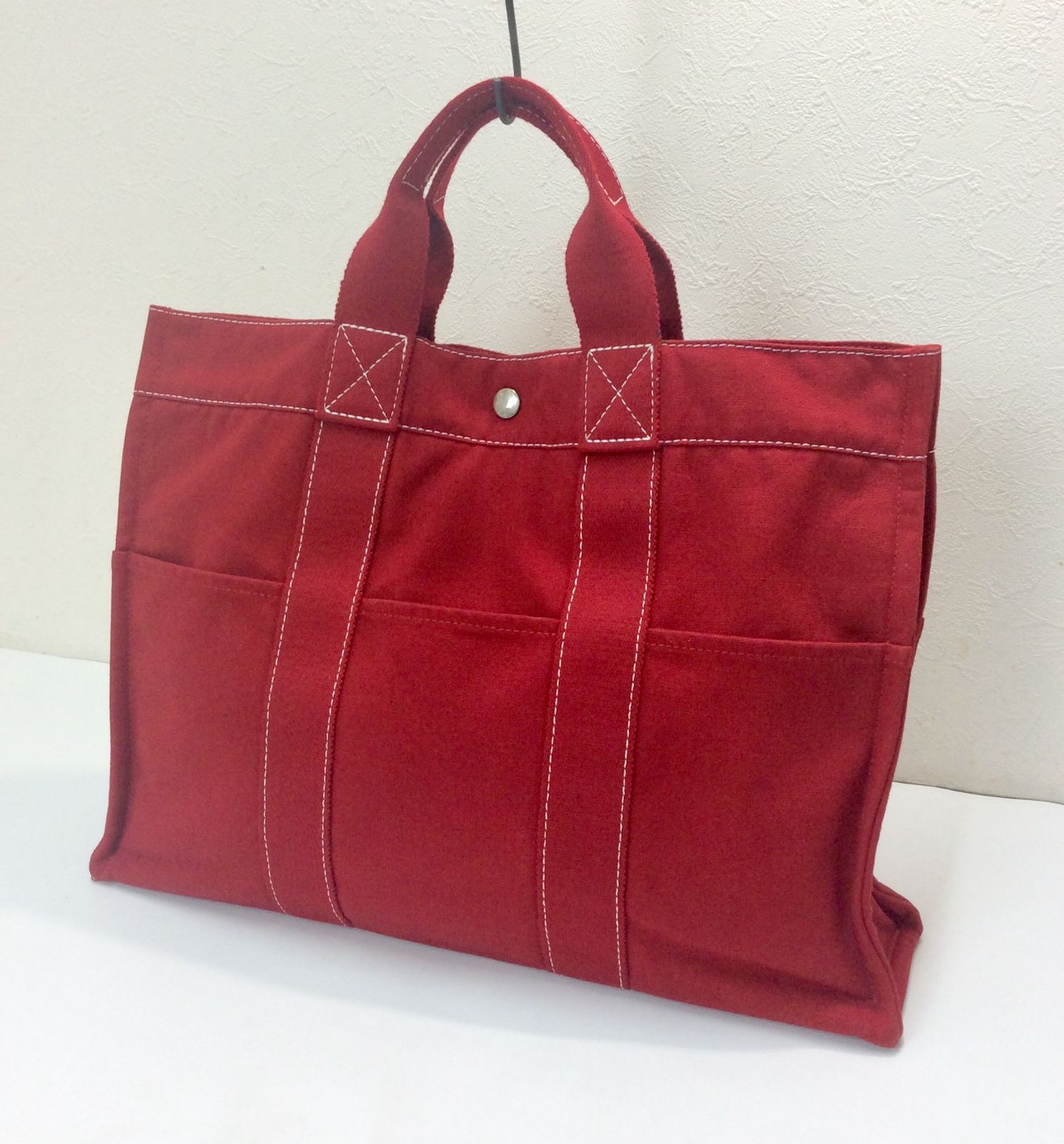 美品】HERMES エルメス トートバッグ フールトゥ MM キャンバス レッド 