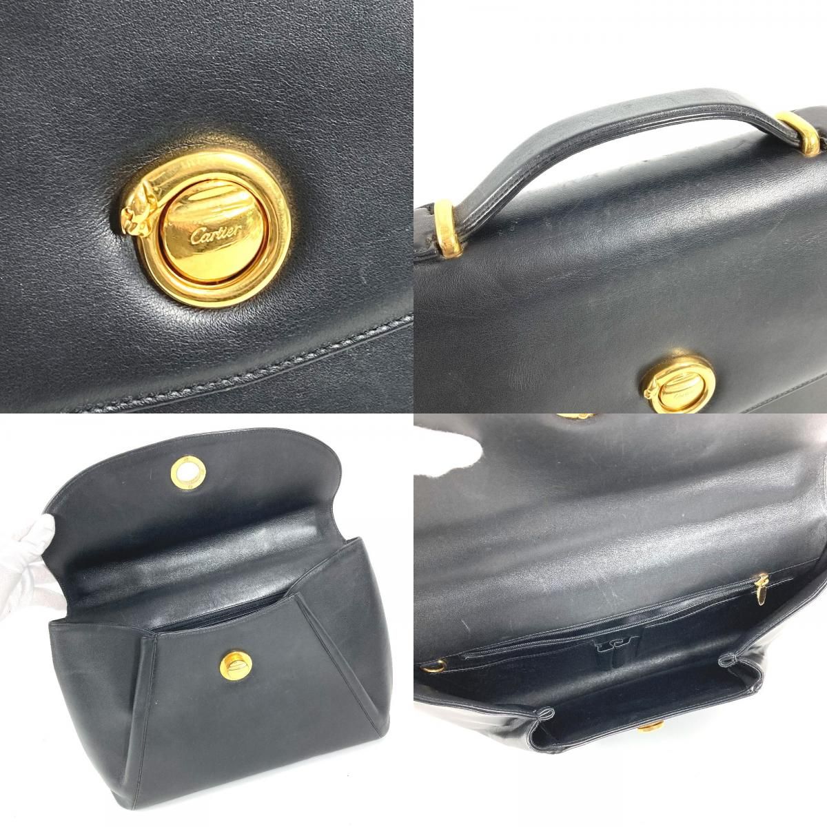 CARTIER カルティエ ビジネスバッグ パンテール ロゴ レザー ブラック 