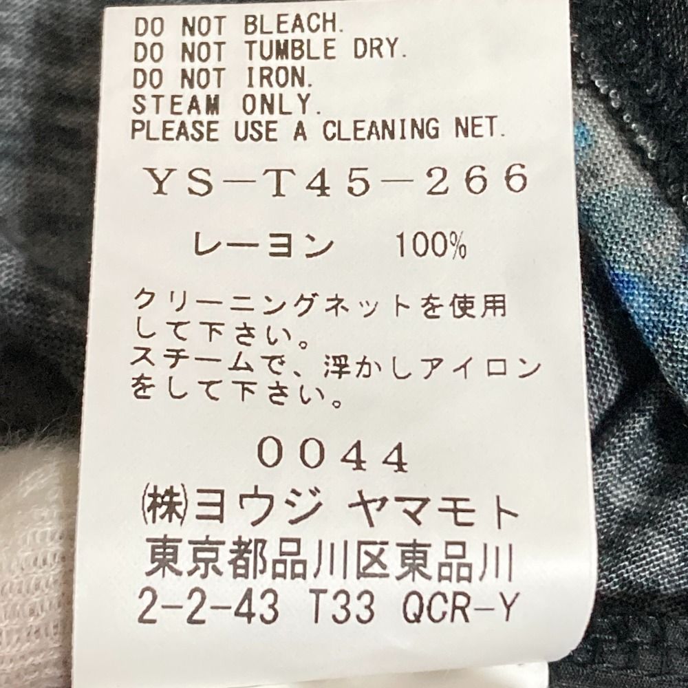 美品 24SS Y's ヨウジヤマモト エスニックフラワーTシャツ YS-T45-266 サイズ2 ブラック ブルー レディース 古着 中古 USED Yohji Yamamoto（ヨウジヤマモト） 美品 24SS Y's エスニックフラワーT