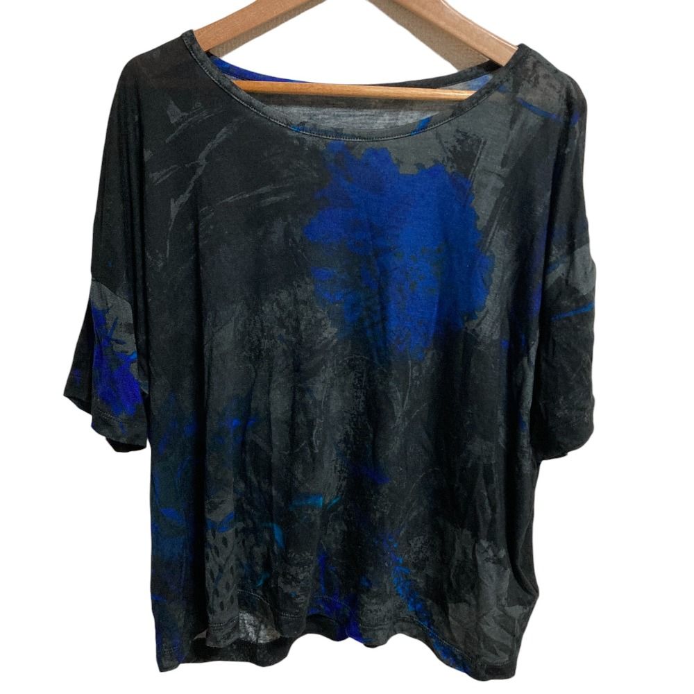 美品 24SS Y's ヨウジヤマモト エスニックフラワーTシャツ YS-T45-266 サイズ2 ブラック ブルー レディース 古着 中古 USED メルカリ