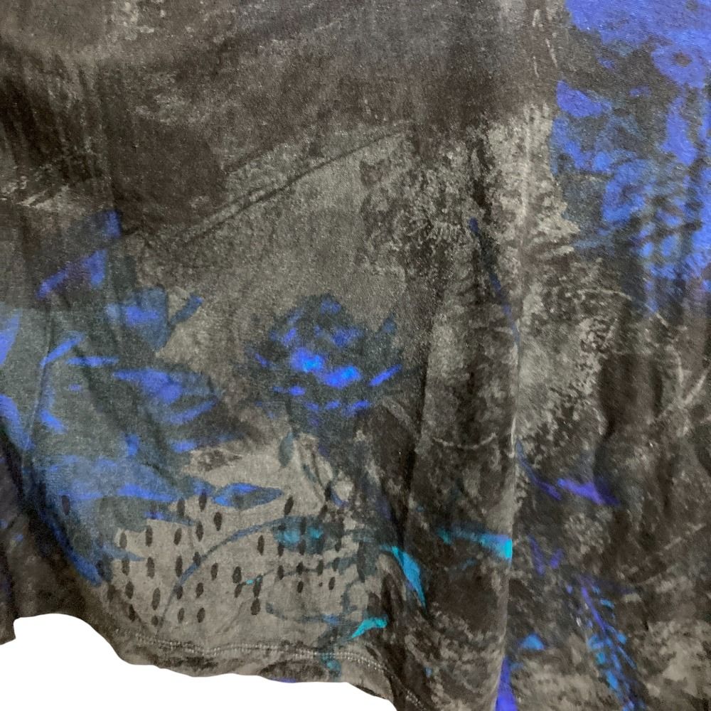 美品 24SS Y's ヨウジヤマモト エスニックフラワーTシャツ YS-T45-266 サイズ2 ブラック ブルー レディース 古着 中古 USED Yohji Yamamoto（ヨウジヤマモト） 美品 24SS Y's エスニックフラワーT