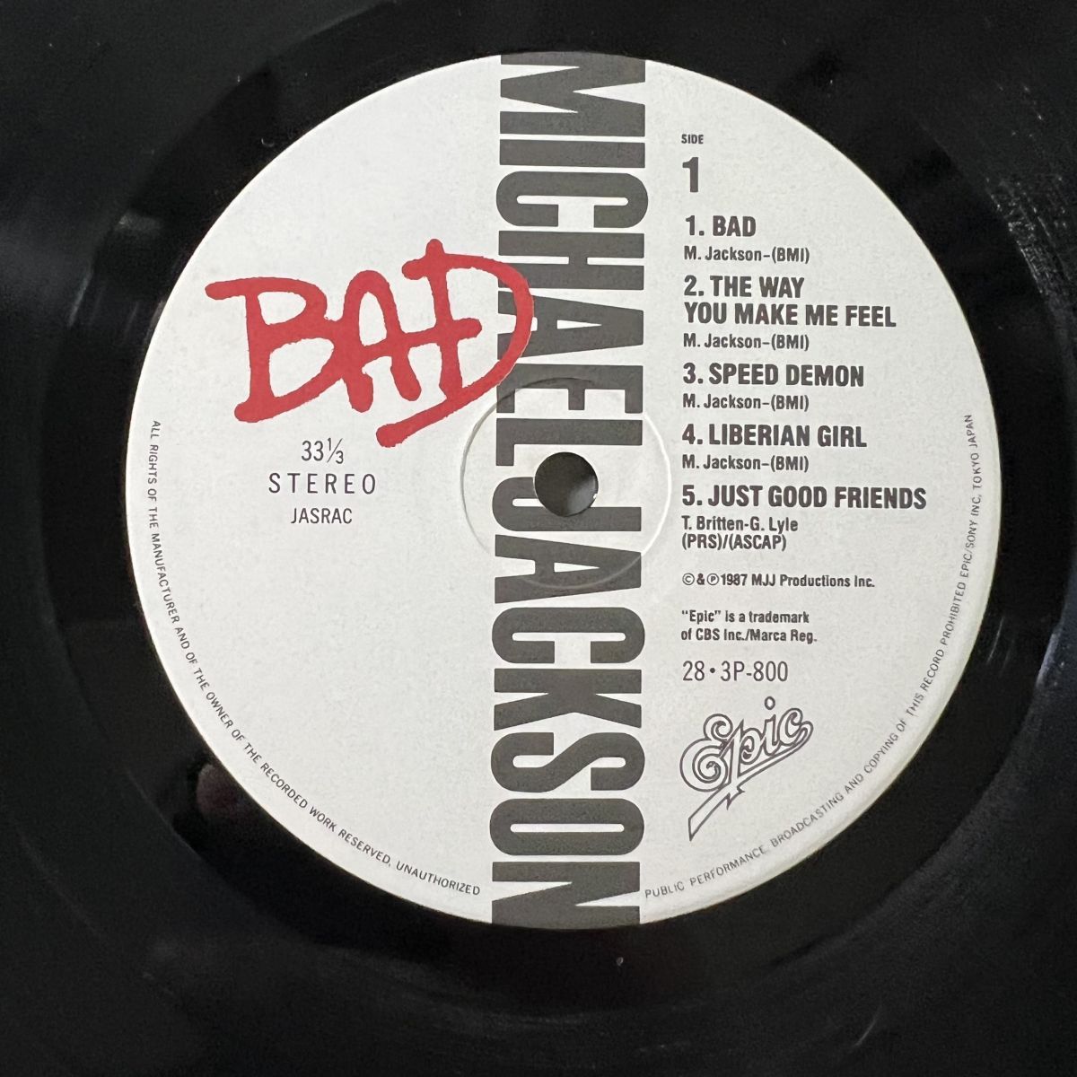 Michael Jackson・マイケル・ジャクソン / BAD ( 国内盤 ) LP盤・28.3P