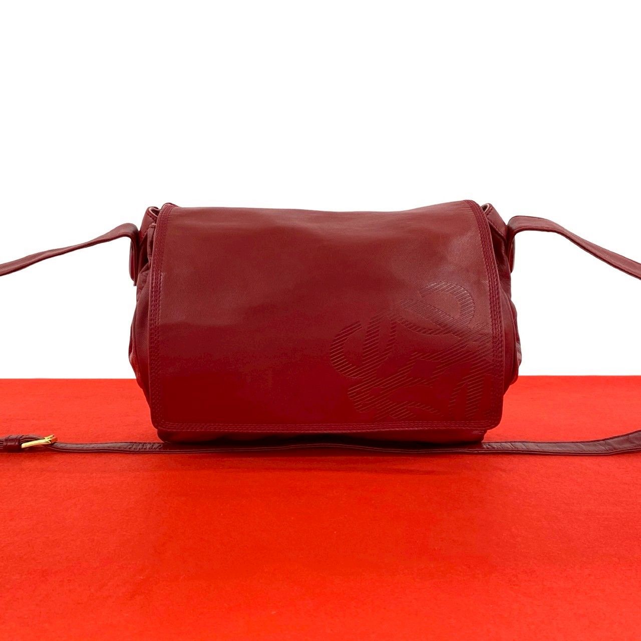 極 美品 LOEWE ロエベ ヴィンテージ アナグラム ロゴ ナッパ レザー 本 