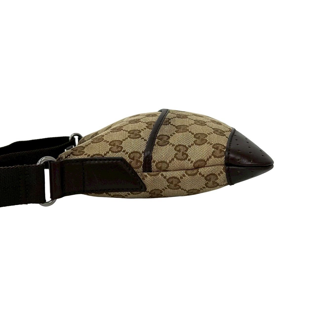 極 美品 GUCCI グッチ GG ロゴ キャンバス パンチング レザー 本革 ミニ ショルダーバッグ ポシェット サコッシュ ブラウン 21765 GUCCI - 極 美品 GUCCI グッチ GG ロゴ キャンバス パンチング レザー