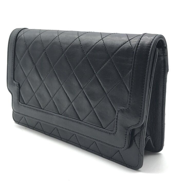 良品 CHANEL シャネル マトラッセ クラッチ セカンド バッグ レザー