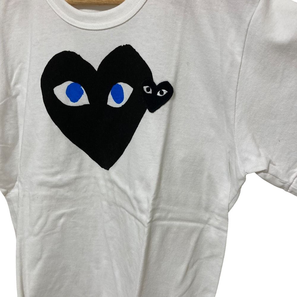 美品 PLAY COMME des GARCONS プレイコムデギャルソン ハートワッペン プリント 半袖 Tシャツ カットソー AZ-T087 L ホワイト レディース 古着 中古 USED 新品!プレイ コムデギャルソンPLAY COMME des GARCONS 胸ハート