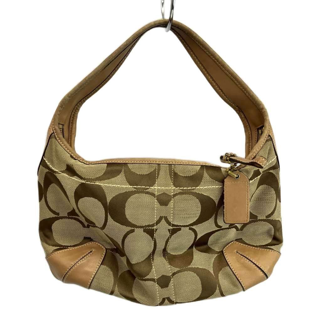 COACH コーチ シグネチャー ベージュ ブラウン 茶 シルバー金具 キャンバス /レザー ショルダーバッグ ワンショルダーバッグ レディース 402438 【中古】 COACH コーチ シグネチャー ショルダーバッグ キャンバス ブラウン