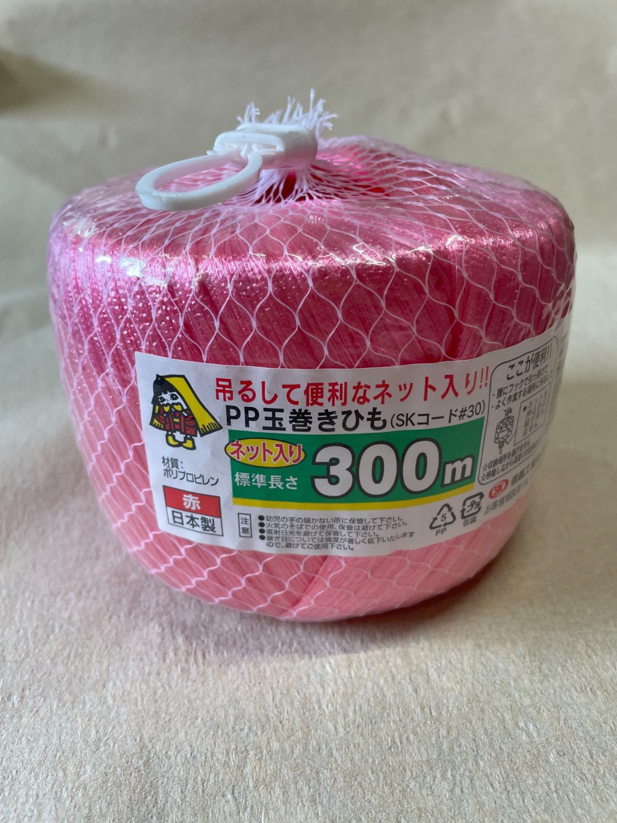 【送料無料】SKコード　ネット入　玉巻きひも300ｍ×36個／赤