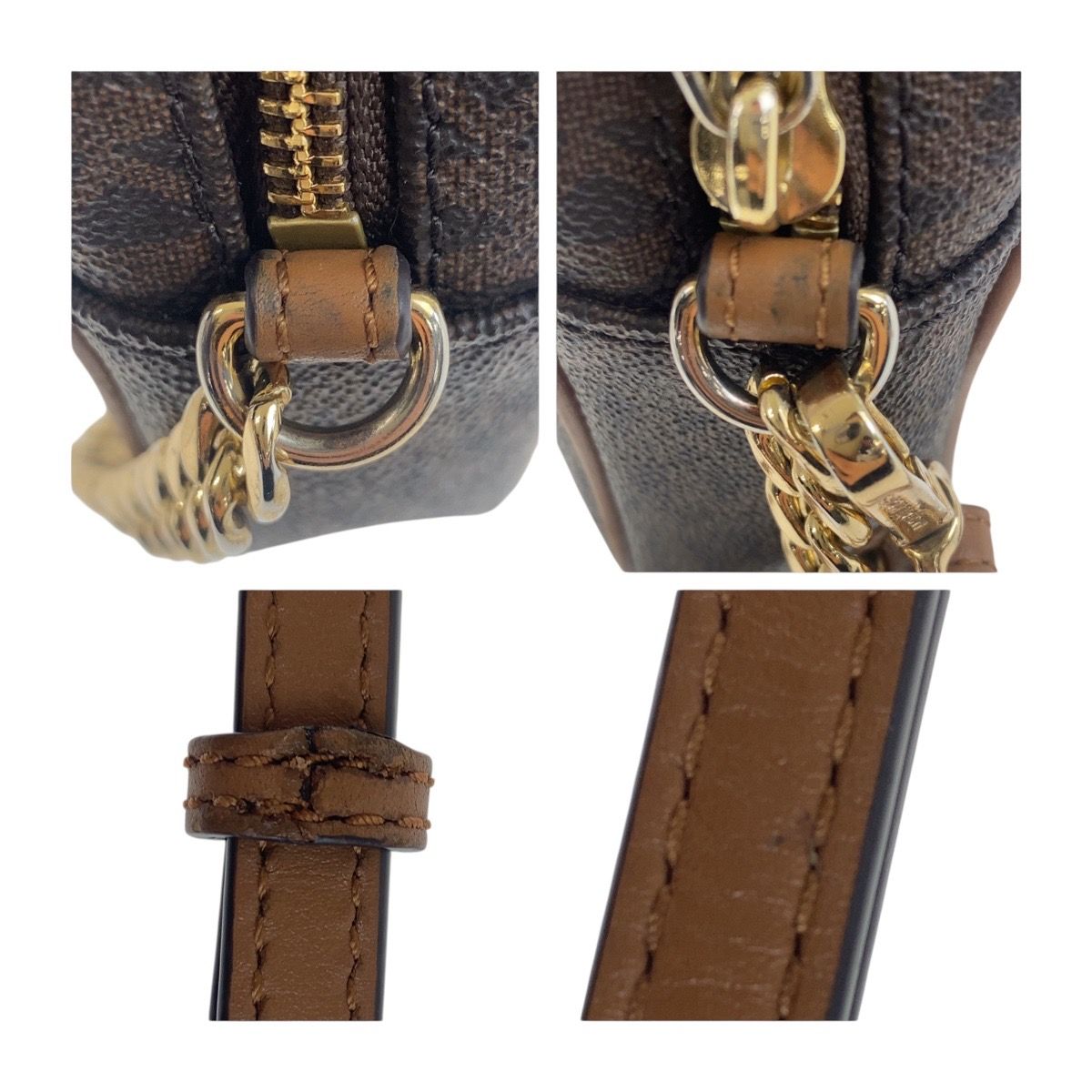 Michael Kors マイケルコース ブラウン ゴールド金具 PVC 32S7GJSC7B 斜め掛け ショルダーバッグ レディース 602027 【中古】 MICHAEL KORS - Michael Kors マイケルコース ブラウン ゴールド金具