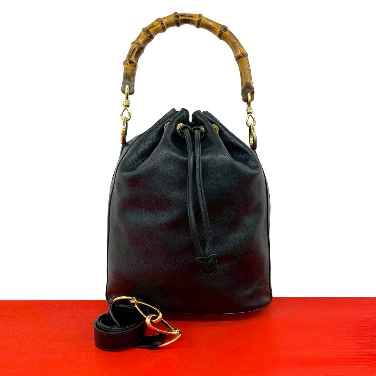 極 美品 GUCCI グッチ オールドグッチ ヴィンテージ バンブー レザー 