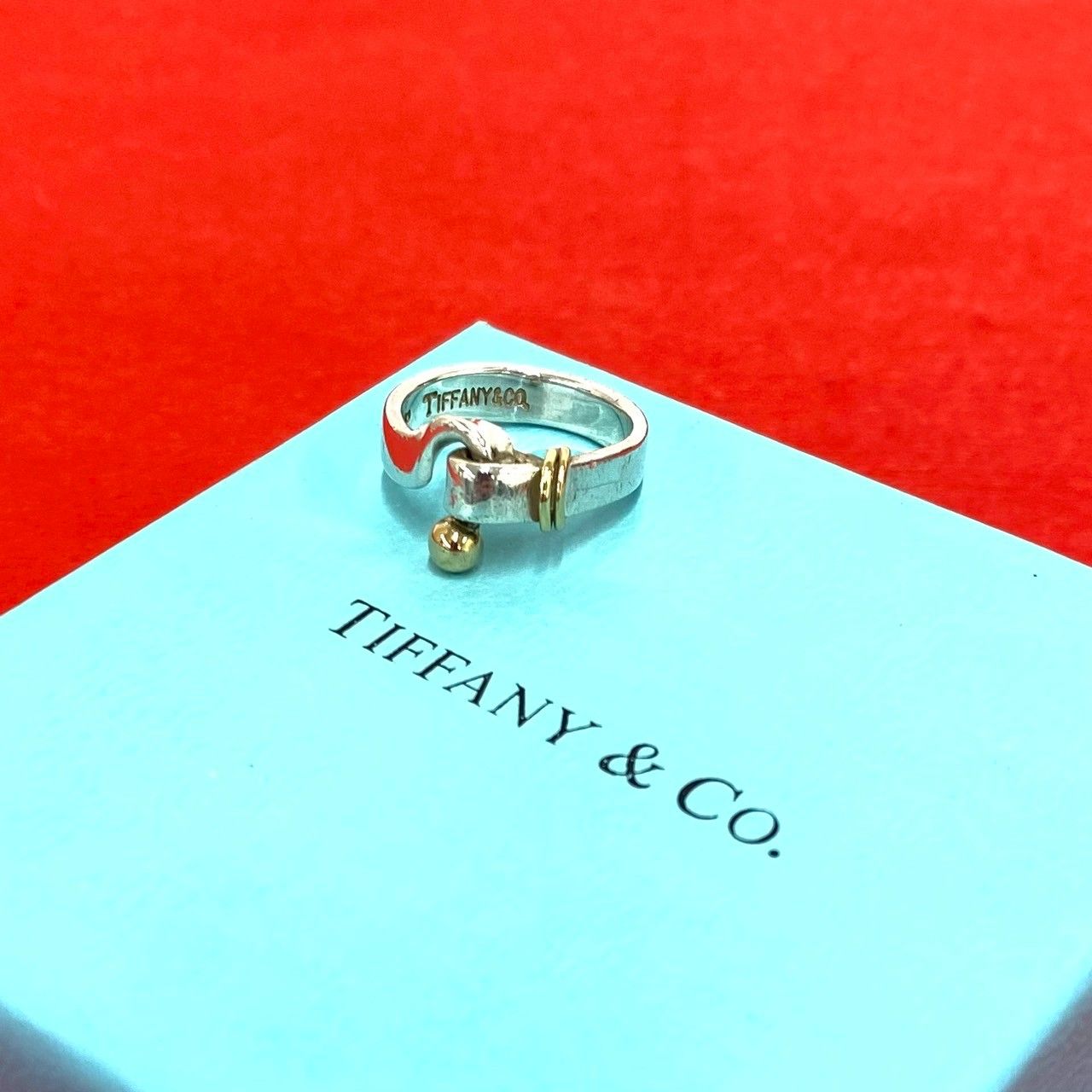 極 美品 TIFFANY&Co. ティファニー ラブノット リング フック＆アイ