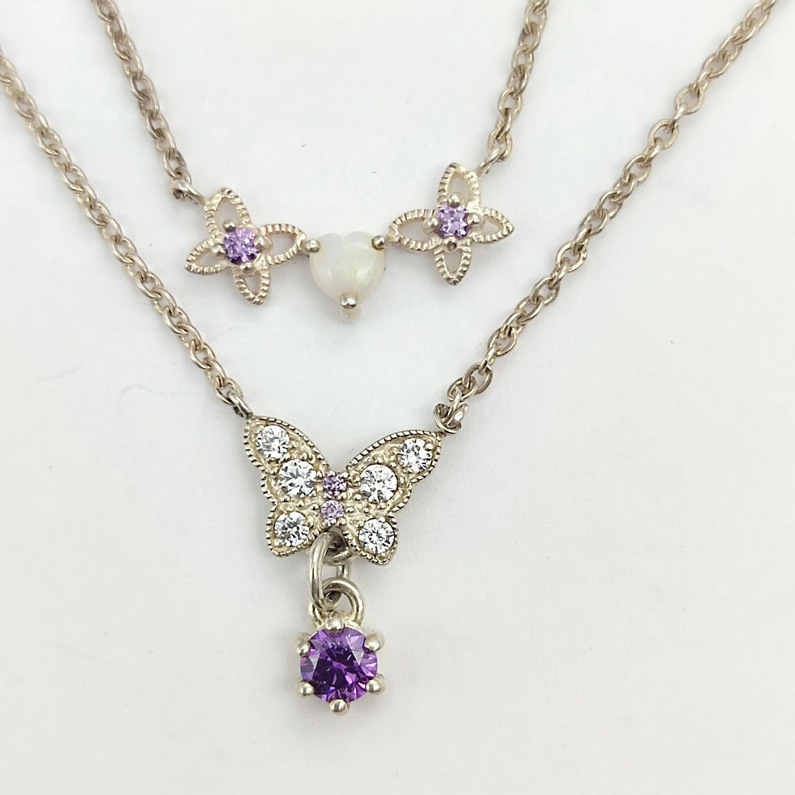 美品】ANNASUI アナスイ バタフライ フラワー ネックレス2点セット 蝶