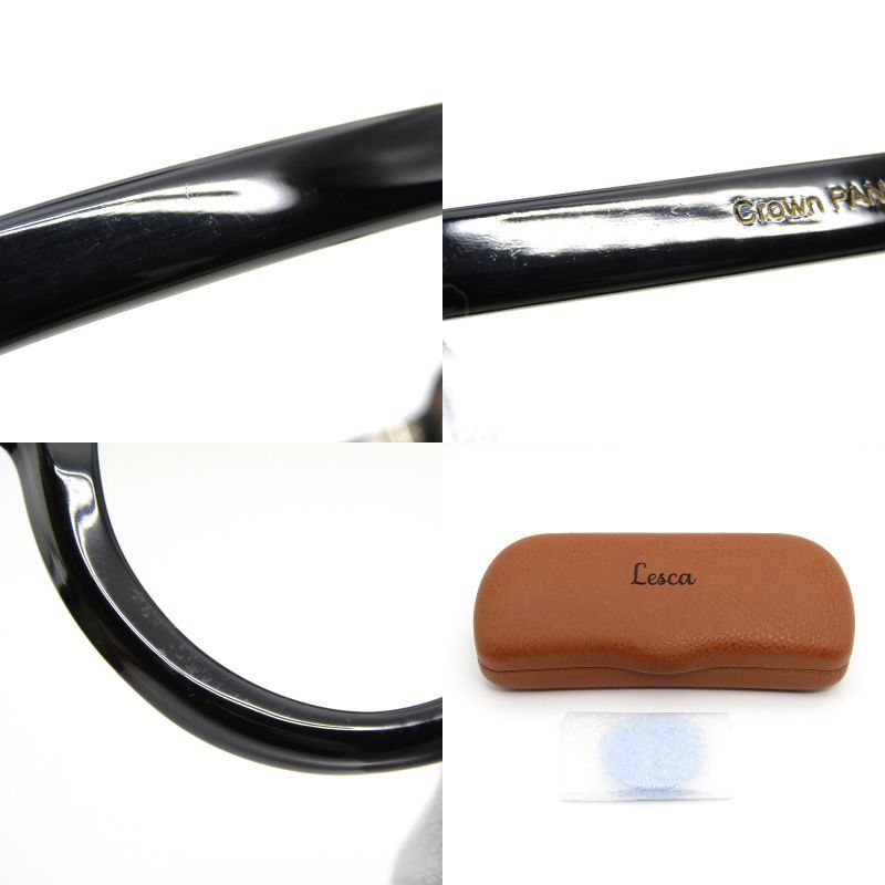 Lesca LUNETIER レスカ ルネティエ メガネフレーム CROWN PANTO 8mm UPCYCLING ACETATE 度入り 53-21 ブラック/イエローデミ 54000720 Lesca LUNETIER レスカ ルネティエ メガネフレーム CROWN PANTO 8mm