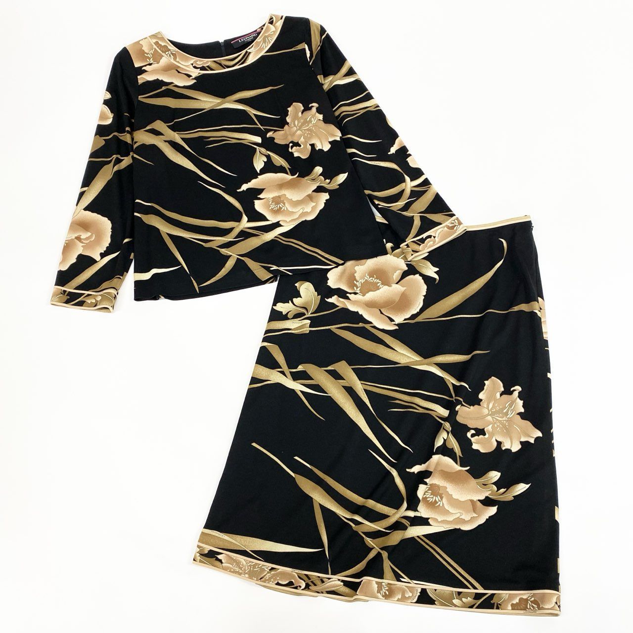 60d13 LEONARD FASHION レオナール セットアップスカート 美しい花柄 