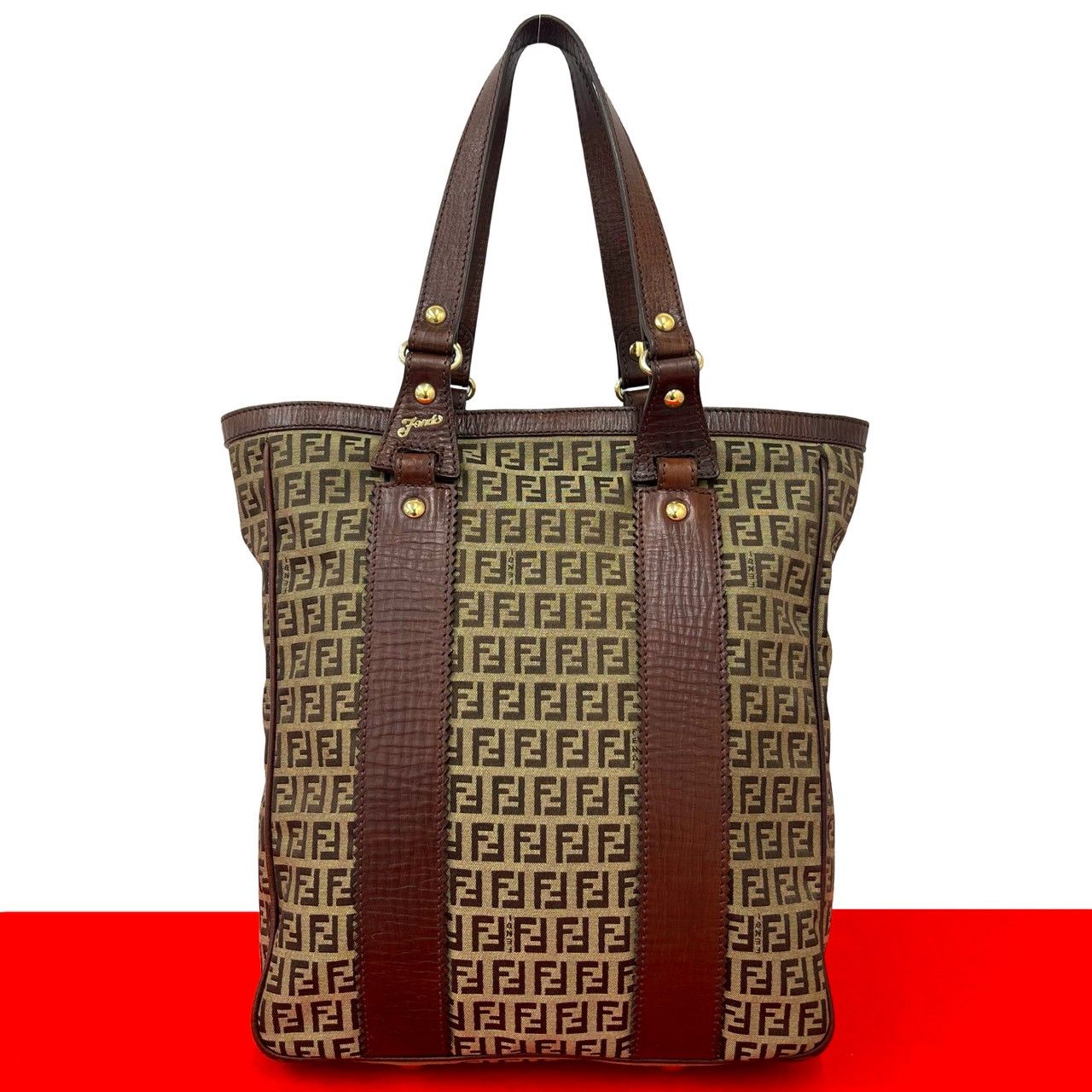 フェンディ FENDI トートバッグ ズッキーノ FF柄 レザー 本革