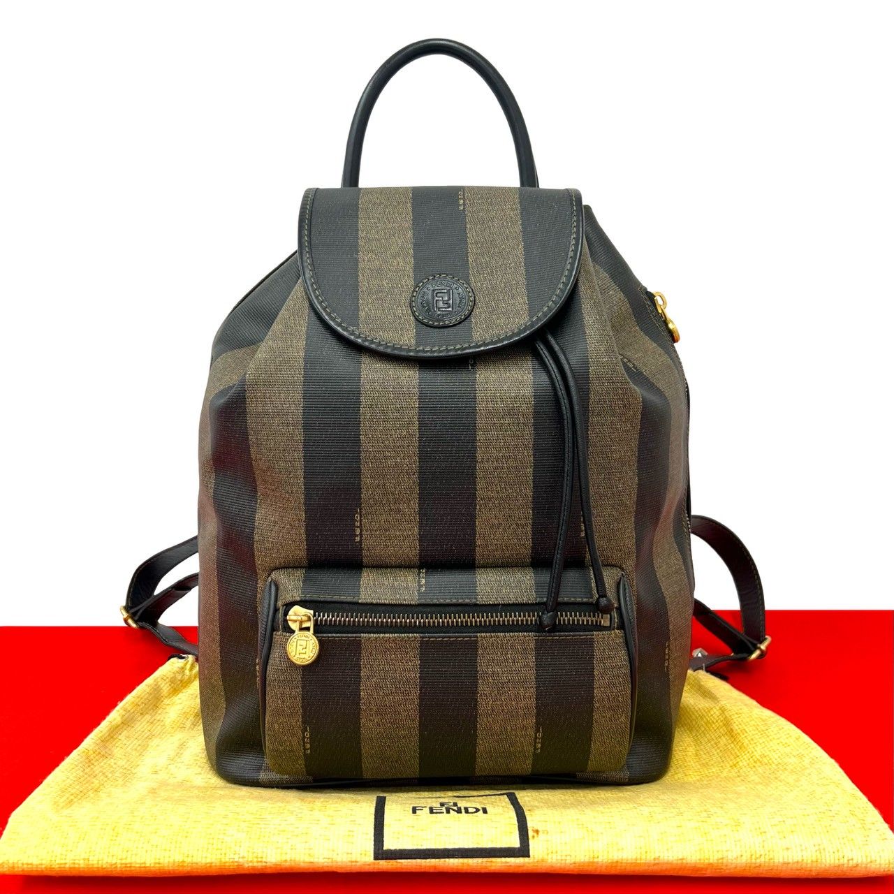 FENDI ヴィンテージバック 極 美品 袋付き FENDI フェンディ ヴィンテージ ぺカン FF 柄 レザー