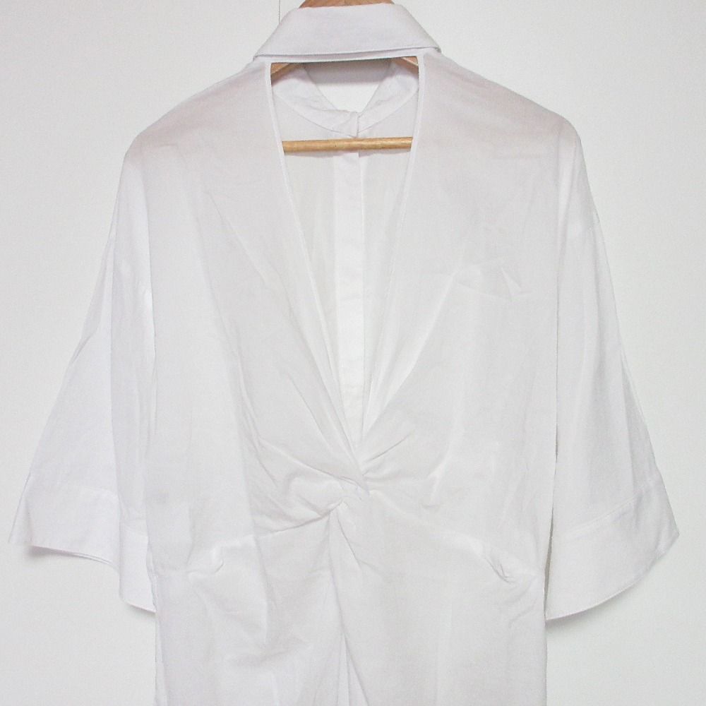 美品 22AW LE PHIL ルフィル バックツイストブラウス 半袖 シャツ F ホワイト レディース 古着 中古 USED 美品 22AW LE PHIL ルフィル バックツイストブラウス 半袖 シャツ F