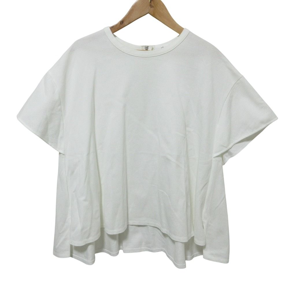 美品 20SS ebure エブール 半袖 フレア カノコクルーネックTシャツ 38 ホワイト レディース 古着 中古 USED 美品 20SS ebure エブール 半袖 フレア カノコクルーネックTシャツ 38