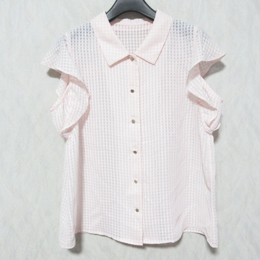 美品 25SS La boutique BonBon ラブティックボンボン 愛されチェック サテンサッカーチェックブラウス サイズF ピンク レディース 古着 中古 USED 美品 25SS La boutique BonBon ラブティックボンボン 愛されチェック
