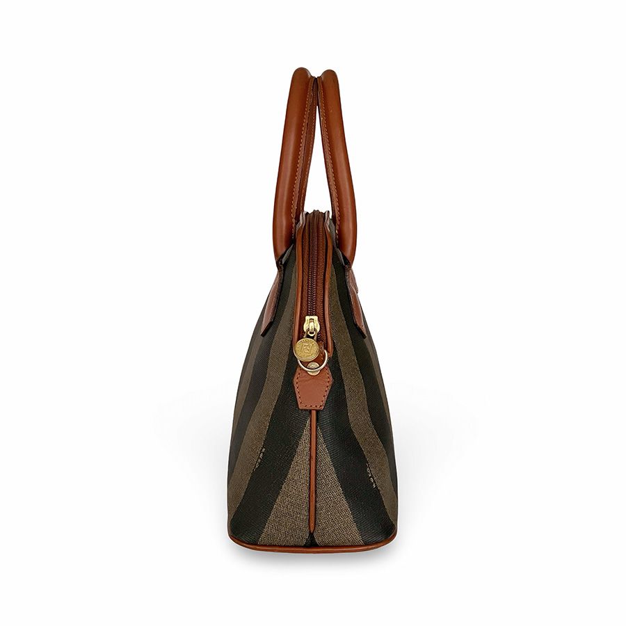 FENDI フェンディ ペカン柄 ストライプ ドーム型 2WAY ショルダー ハンドバッグ ブラウン FENDI フェンディ ペカン柄 ストライプ ドーム型 2WAY ショルダー