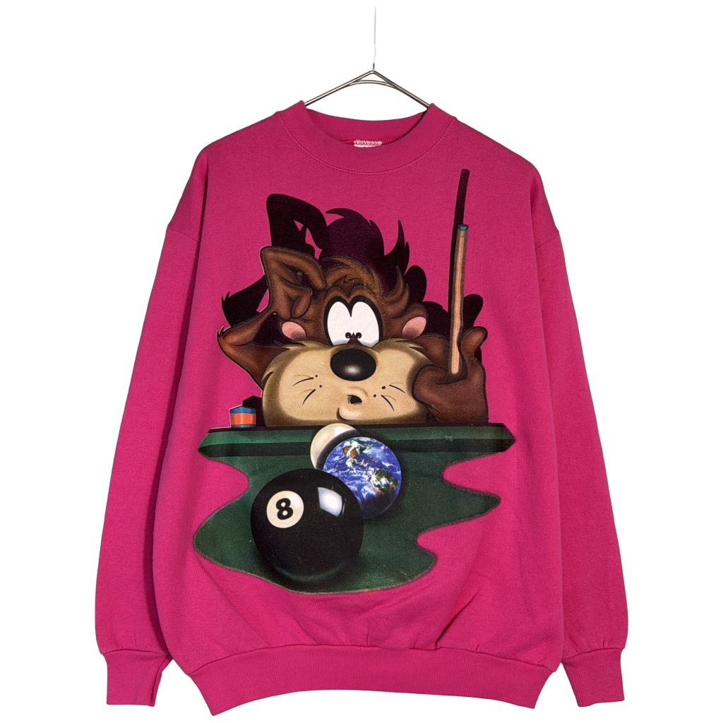 90年代 USA製 LOONEY TUNES ルーニー・テューンズ タズマニアン・デビル スウェット キャラクター ピンク(メンズ M)中古 古着 X8329 90年代 USA製 LOONEY TUNES ルーニー・テューンズ タズマニアン