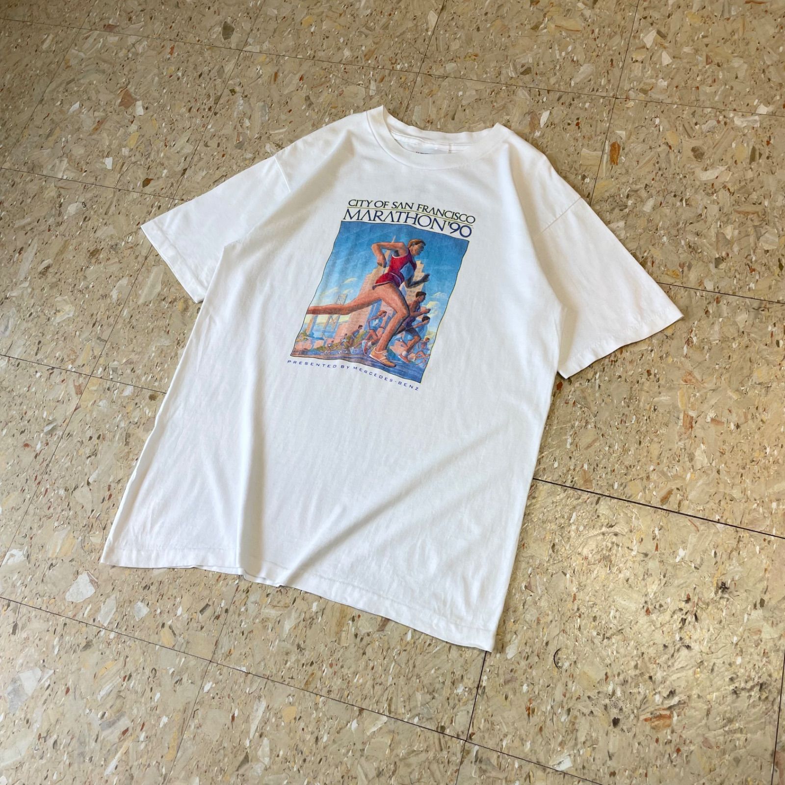 90s USA製 【マラソン大会T】 サンフランシスコマラソン ベンツ 企業 