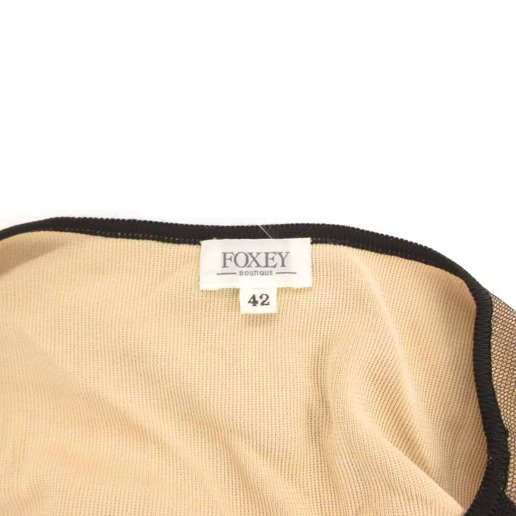 FOXEY ノースレーブブラウス カットソー チュール 花柄 42 黒 ブラック フォクシー FOXEY ノースレーブブラウス カットソー チュール 花柄 42