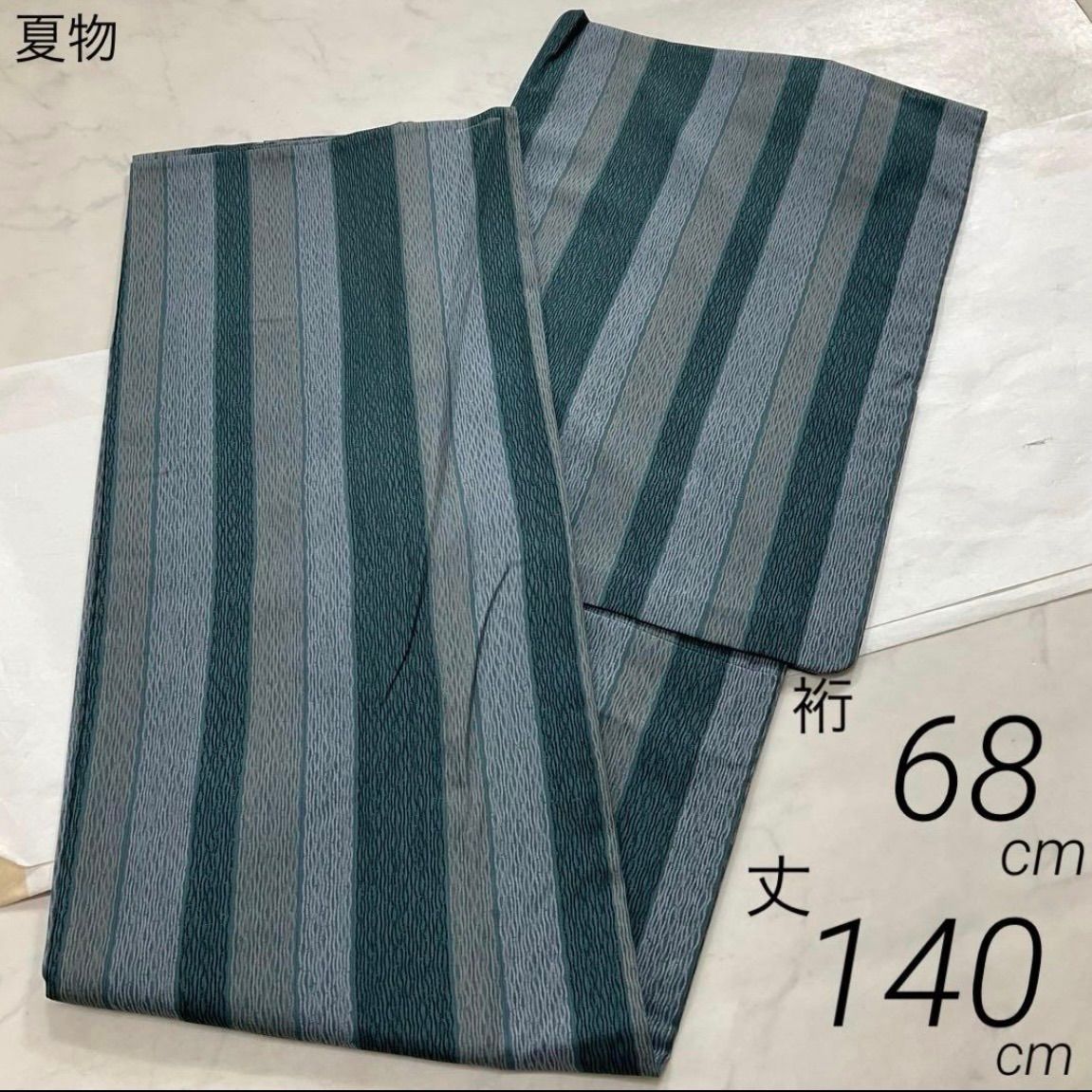 kimono+one＊男前屋＊夏物単衣＊未使用同然＊紗織りのお洒落な男夏着物＊仕付け糸付＊裄68丈140＊男着物男長羽織男襦袢男袴角帯男帯