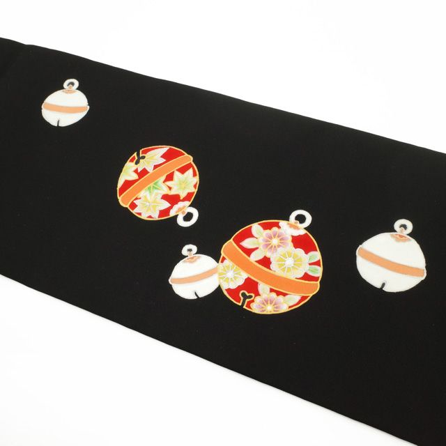 新古品】 名古屋帯 未使用 正絹 塩瀬 九寸 手染め 手刺繍 黒地