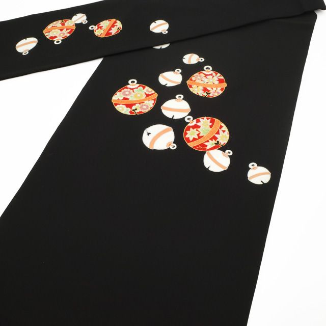 新古品】 名古屋帯 未使用 正絹 塩瀬 九寸 手染め 手刺繍 黒地