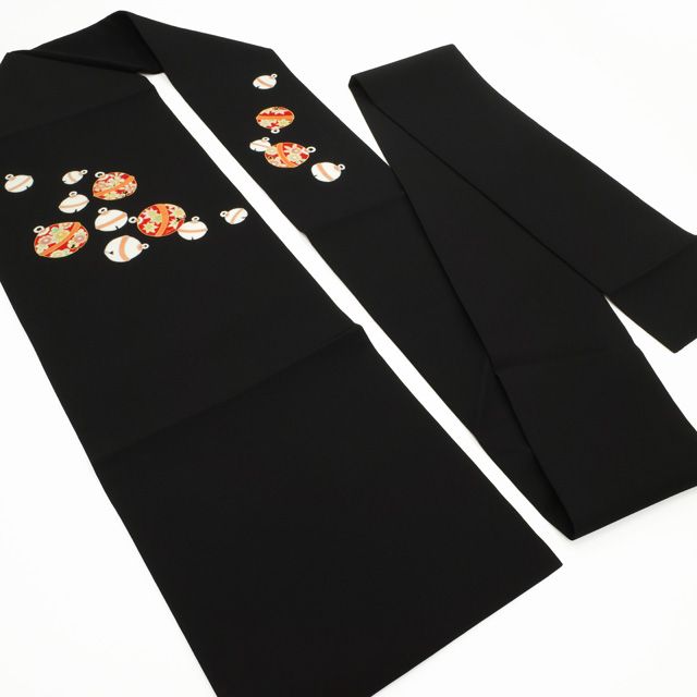 新古品】 名古屋帯 未使用 正絹 塩瀬 九寸 手染め 手刺繍 黒地